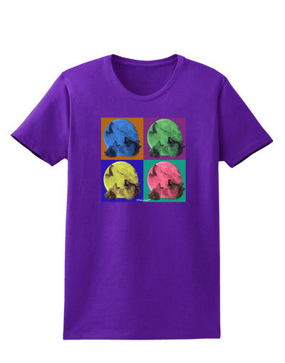 Three Wolves Howling - Pop-Art #2 Womens Dark T-Shirt by TooLoud-Womens T-Shirt-TooLoud-Purple-X-Small-Davson Sales