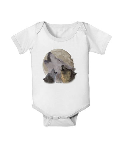 Three Wolves Howling at the Moon Baby Romper Bodysuit by TooLoud-Baby Romper-TooLoud-White-06-Months-Davson Sales