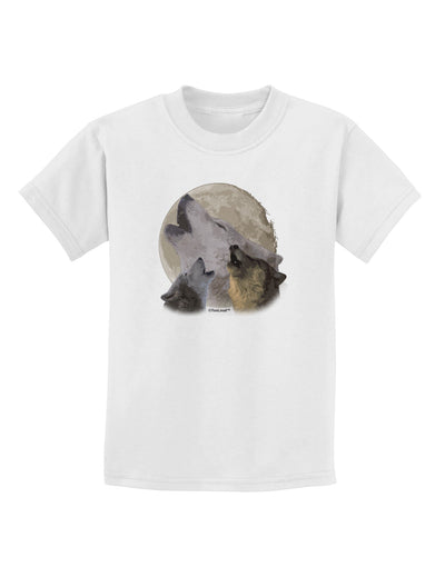 Three Wolves Howling at the Moon Childrens T-Shirt by TooLoud-Childrens T-Shirt-TooLoud-White-X-Small-Davson Sales