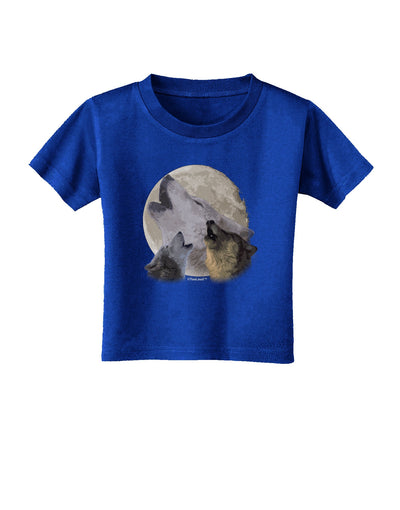 Three Wolves Howling at the Moon Toddler T-Shirt Dark by TooLoud-Toddler T-Shirt-TooLoud-Red-2T-Davson Sales