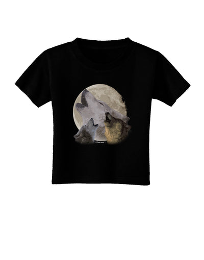 Three Wolves Howling at the Moon Toddler T-Shirt Dark by TooLoud-Toddler T-Shirt-TooLoud-Black-2T-Davson Sales