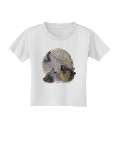 Three Wolves Howling at the Moon Toddler T-Shirt by TooLoud-Toddler T-Shirt-TooLoud-White-2T-Davson Sales