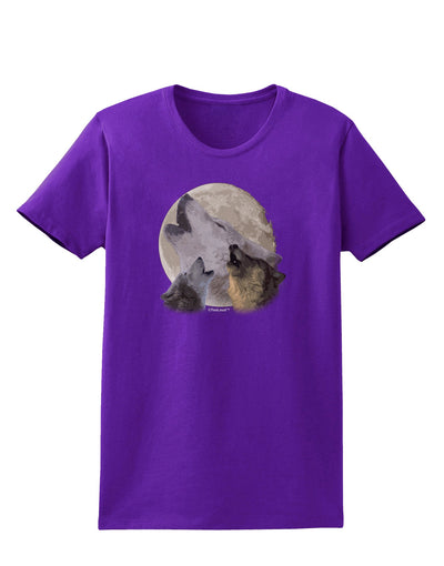 Three Wolves Howling at the Moon Womens Dark T-Shirt by TooLoud-Womens T-Shirt-TooLoud-Purple-X-Small-Davson Sales