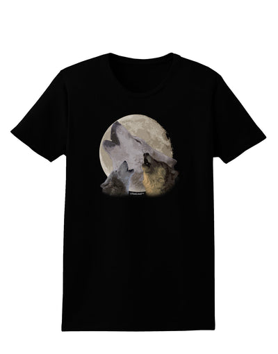 Three Wolves Howling at the Moon Womens Dark T-Shirt by TooLoud-Womens T-Shirt-TooLoud-Black-X-Small-Davson Sales