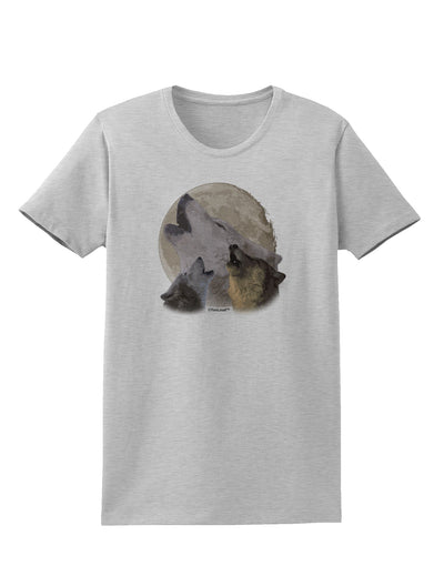 Three Wolves Howling at the Moon Womens T-Shirt by TooLoud-Womens T-Shirt-TooLoud-AshGray-X-Small-Davson Sales