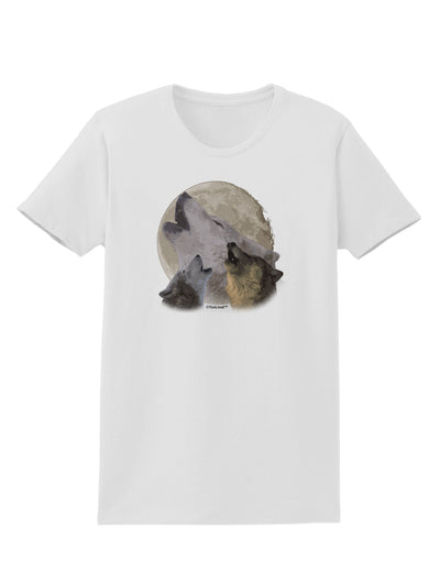 Three Wolves Howling at the Moon Womens T-Shirt by TooLoud-Womens T-Shirt-TooLoud-White-X-Small-Davson Sales