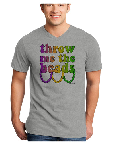 Throw Me The Beads - Mardi Gras Adult V-Neck T-shirt by TooLoud-Mens V-Neck T-Shirt-TooLoud-HeatherGray-Small-Davson Sales