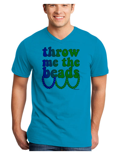 Throw Me The Beads - Mardi Gras Adult V-Neck T-shirt by TooLoud-Mens V-Neck T-Shirt-TooLoud-Turquoise-Small-Davson Sales