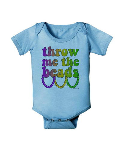 Throw Me The Beads - Mardi Gras Baby Romper Bodysuit by TooLoud-Baby Romper-TooLoud-Light-Blue-06-Months-Davson Sales