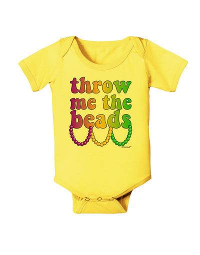 Throw Me The Beads - Mardi Gras Baby Romper Bodysuit by TooLoud-Baby Romper-TooLoud-Yellow-06-Months-Davson Sales