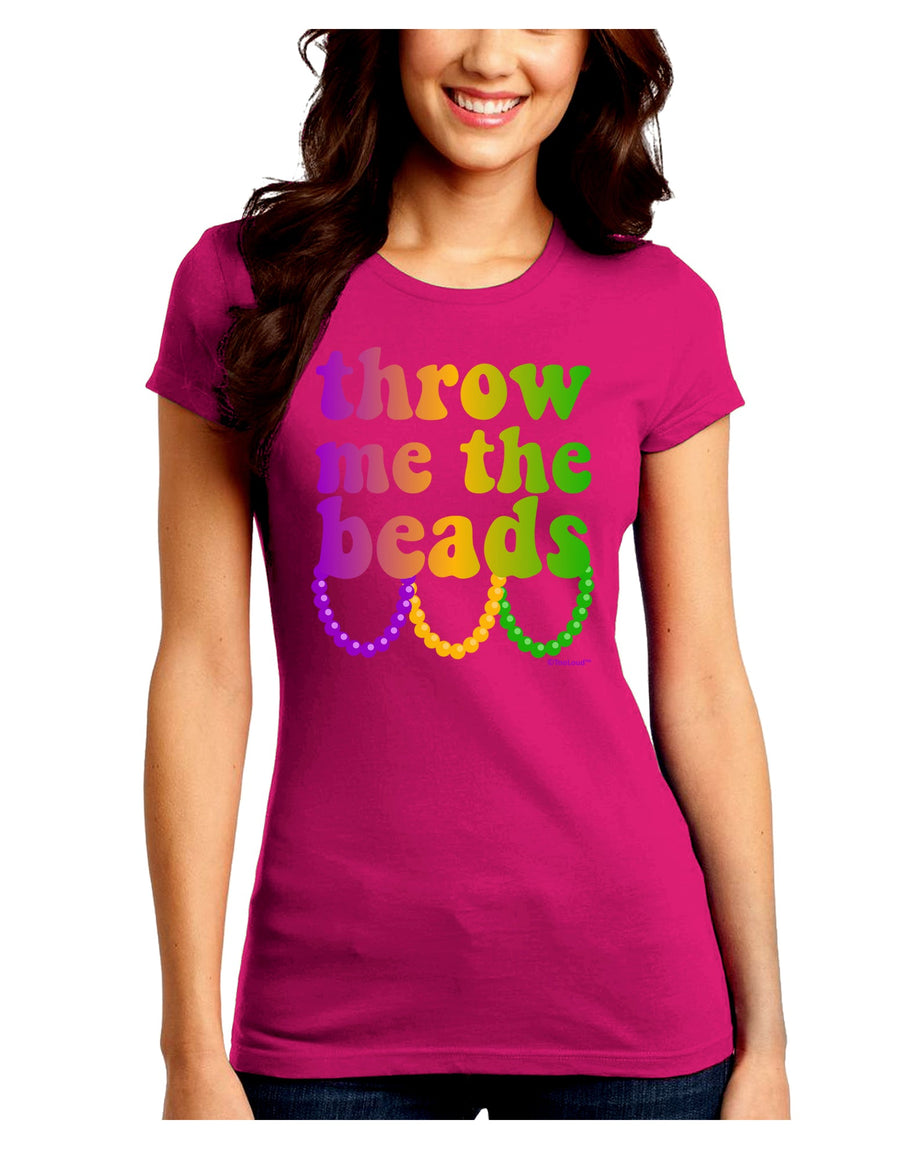 Throw Me The Beads - Mardi Gras Juniors Crew Dark T-Shirt by TooLoud-T-Shirts Juniors Tops-TooLoud-Black-Juniors Fitted Small-Davson Sales