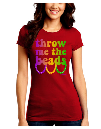 Throw Me The Beads - Mardi Gras Juniors Crew Dark T-Shirt by TooLoud-T-Shirts Juniors Tops-TooLoud-Red-Juniors Fitted Small-Davson Sales