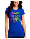 Throw Me The Beads - Mardi Gras Juniors Crew Dark T-Shirt by TooLoud-T-Shirts Juniors Tops-TooLoud-Royal-Blue-Juniors Fitted Small-Davson Sales