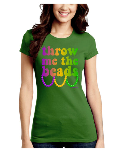 Throw Me The Beads - Mardi Gras Juniors Crew Dark T-Shirt by TooLoud-T-Shirts Juniors Tops-TooLoud-Kiwi-Green-Juniors Fitted X-Small-Davson Sales