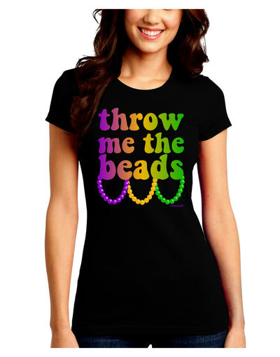 Throw Me The Beads - Mardi Gras Juniors Crew Dark T-Shirt by TooLoud-T-Shirts Juniors Tops-TooLoud-Black-Juniors Fitted Small-Davson Sales