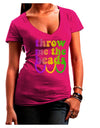 Throw Me The Beads - Mardi Gras Juniors V-Neck Dark T-Shirt by TooLoud-Womens V-Neck T-Shirts-TooLoud-Hot-Pink-Juniors Fitted Small-Davson Sales