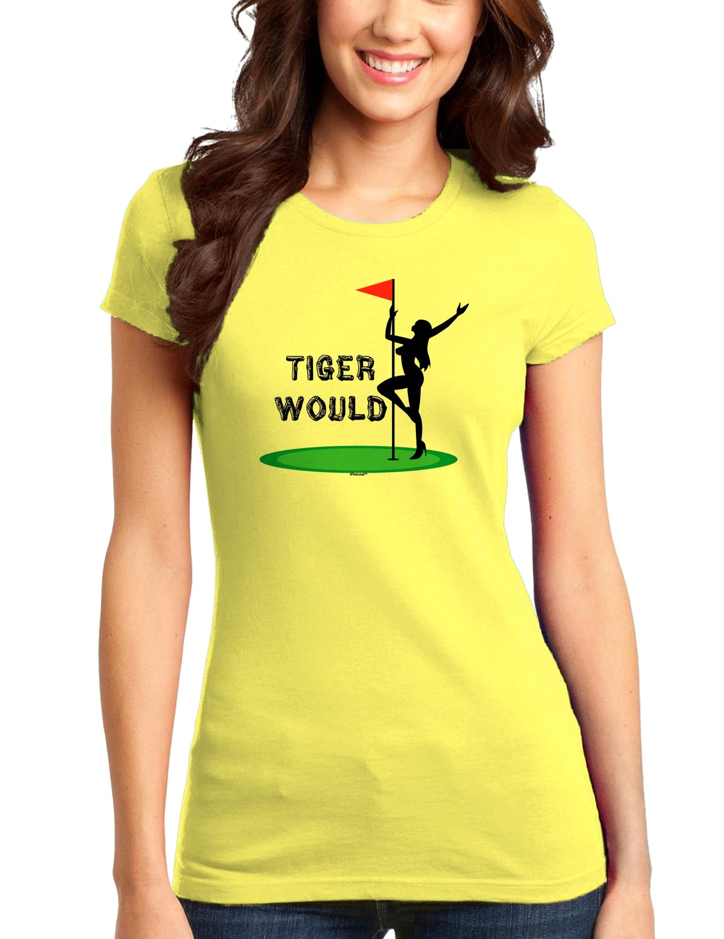 Tiger Would Juniors T-Shirt-Womens Juniors T-Shirt-TooLoud-Yellow-Small-Davson Sales