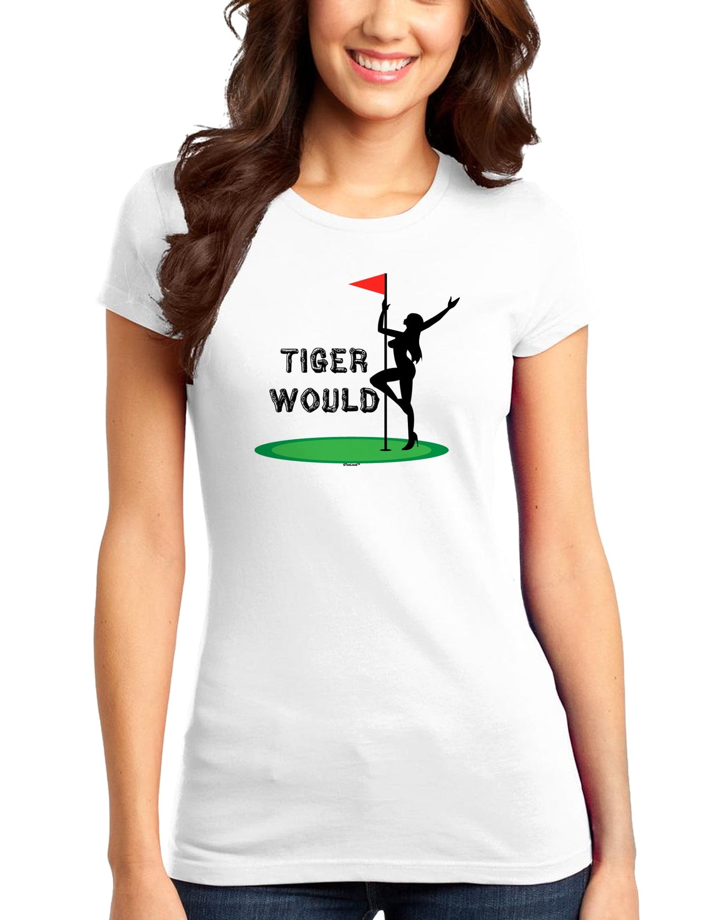 Tiger Would Juniors T-Shirt-Womens Juniors T-Shirt-TooLoud-White-Small-Davson Sales