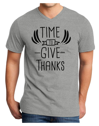 Time to Give Thanks Adult V-Neck T-shirt-Mens T-Shirt-TooLoud-HeatherGray-Small-Davson Sales