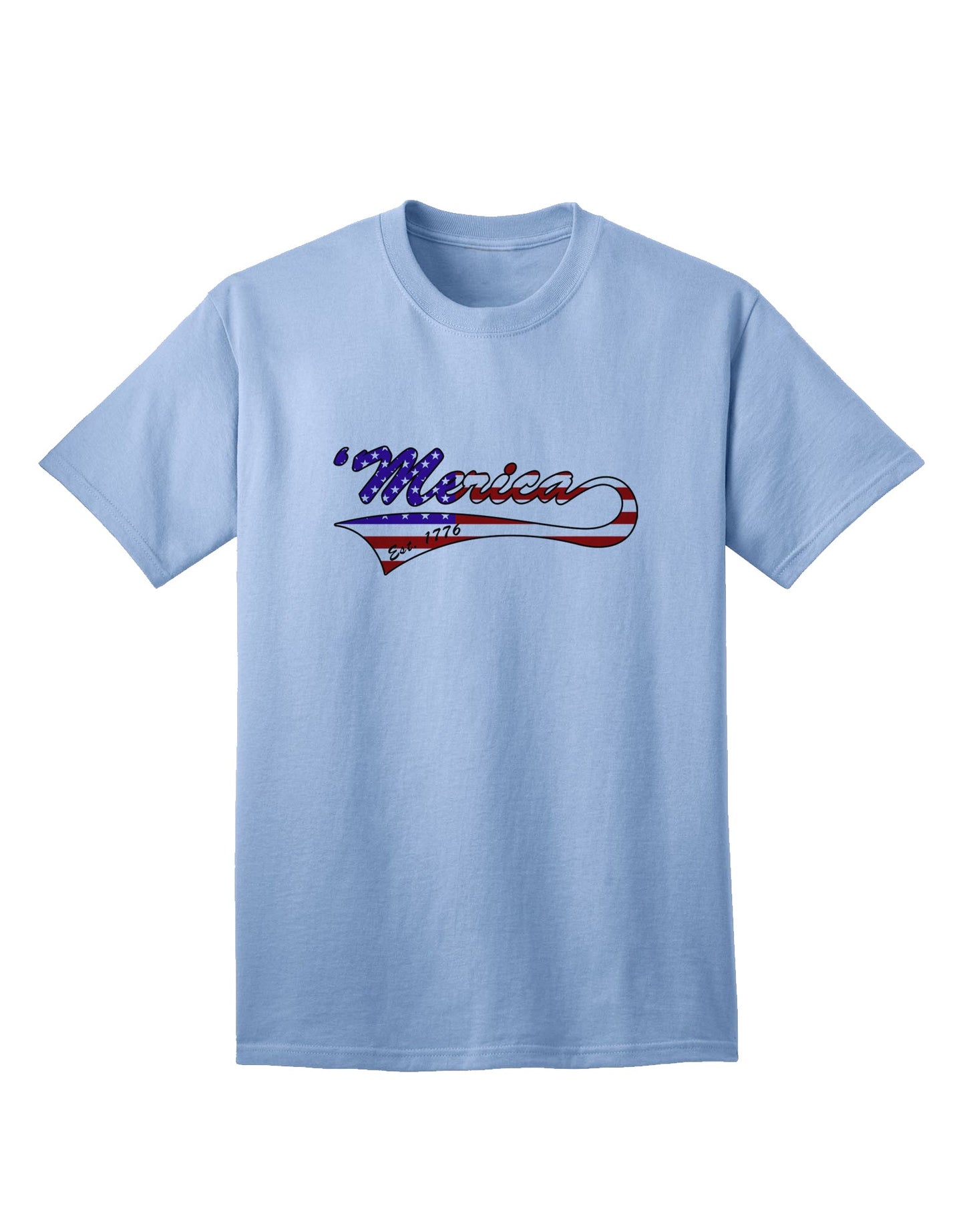 Timeless Patriotism: Merica Established 1776 - American Flag Style Adult T-Shirt by TooLoud-Mens T-shirts-TooLoud-Light-Blue-Small-Davson Sales