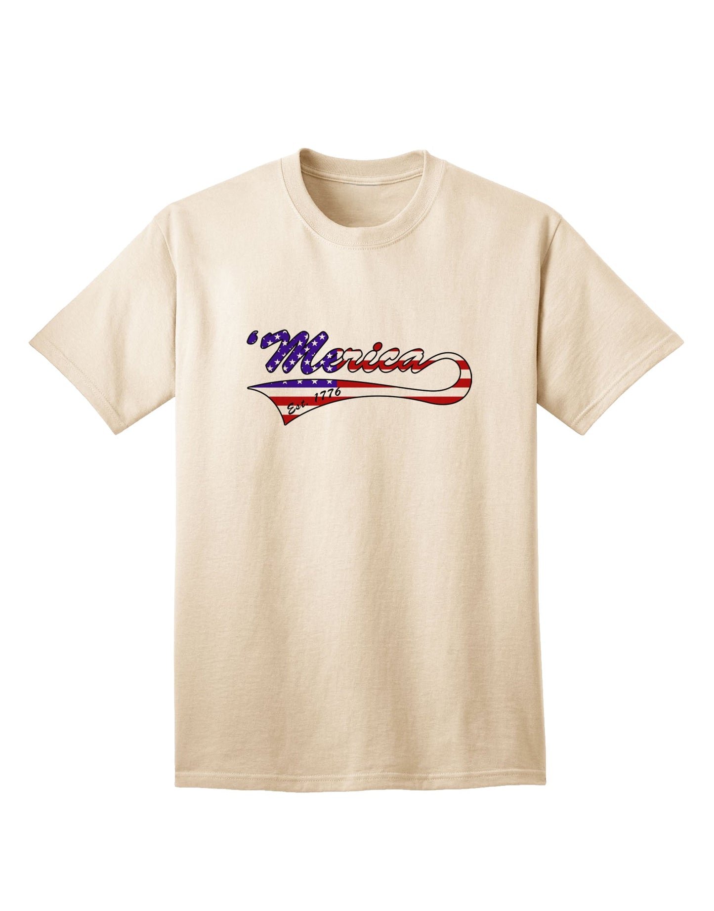 Timeless Patriotism: Merica Established 1776 - American Flag Style Adult T-Shirt by TooLoud-Mens T-shirts-TooLoud-Natural-Small-Davson Sales