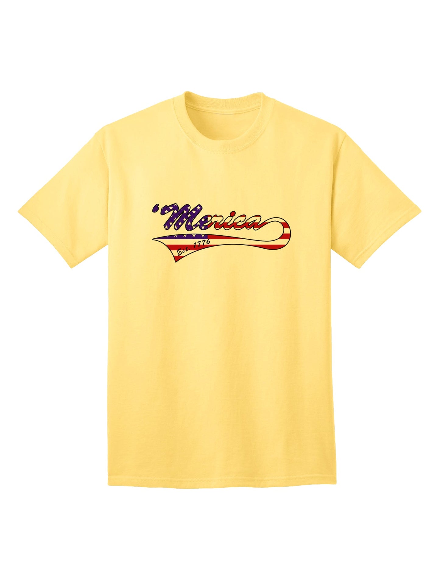 Timeless Patriotism: Merica Established 1776 - American Flag Style Adult T-Shirt by TooLoud-Mens T-shirts-TooLoud-Yellow-Small-Davson Sales