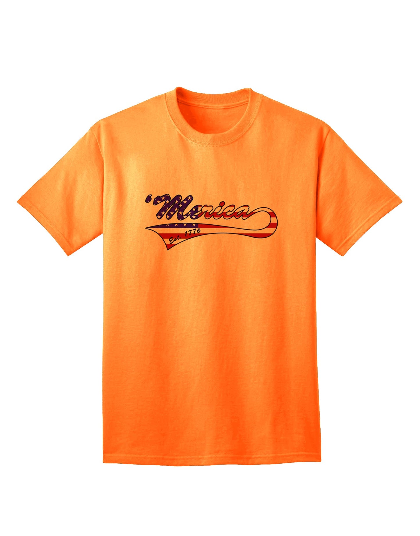 Timeless Patriotism: Merica Established 1776 - American Flag Style Adult T-Shirt by TooLoud-Mens T-shirts-TooLoud-Neon-Orange-Small-Davson Sales