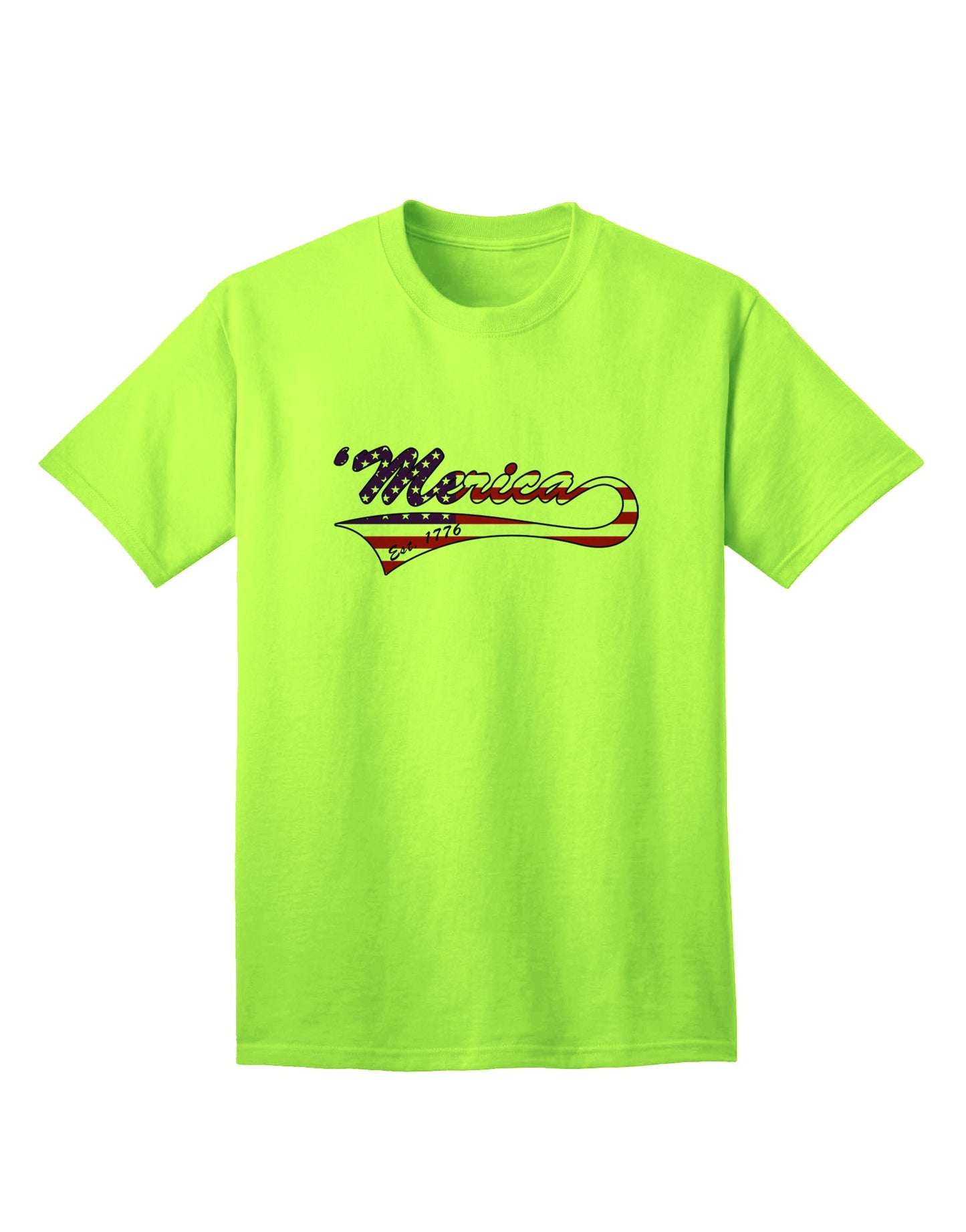 Timeless Patriotism: Merica Established 1776 - American Flag Style Adult T-Shirt by TooLoud-Mens T-shirts-TooLoud-Neon-Green-Small-Davson Sales