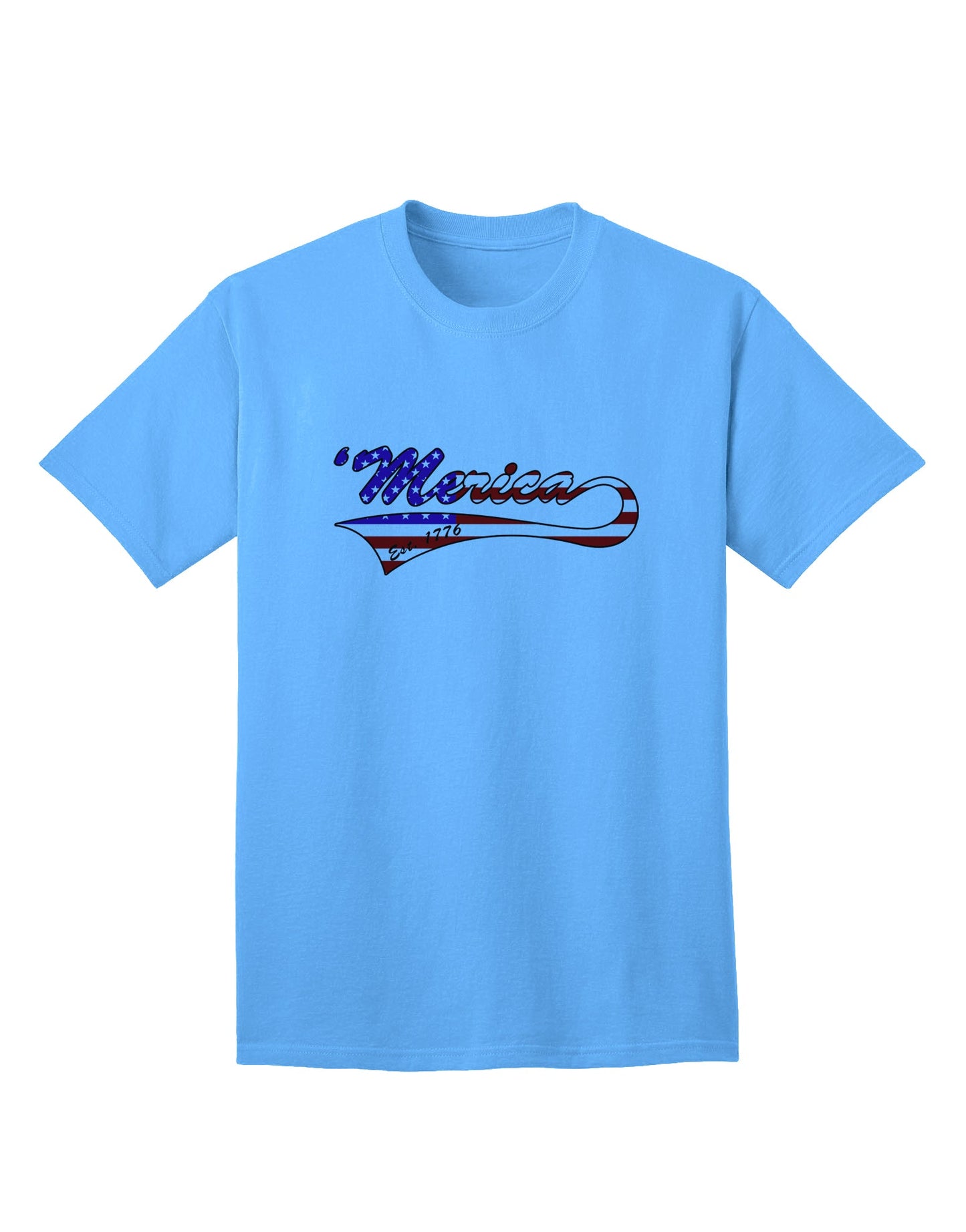 Timeless Patriotism: Merica Established 1776 - American Flag Style Adult T-Shirt by TooLoud-Mens T-shirts-TooLoud-Aquatic-Blue-Small-Davson Sales