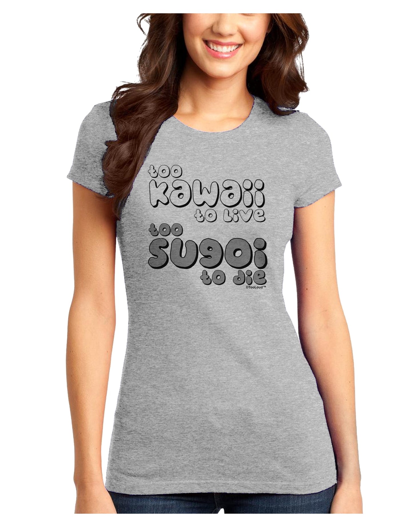 Too Kawaii to Live - B&W Juniors T-Shirt by TooLoud-Womens Juniors T-Shirt-TooLoud-Ash-Gray-Juniors Fitted X-Small-Davson Sales