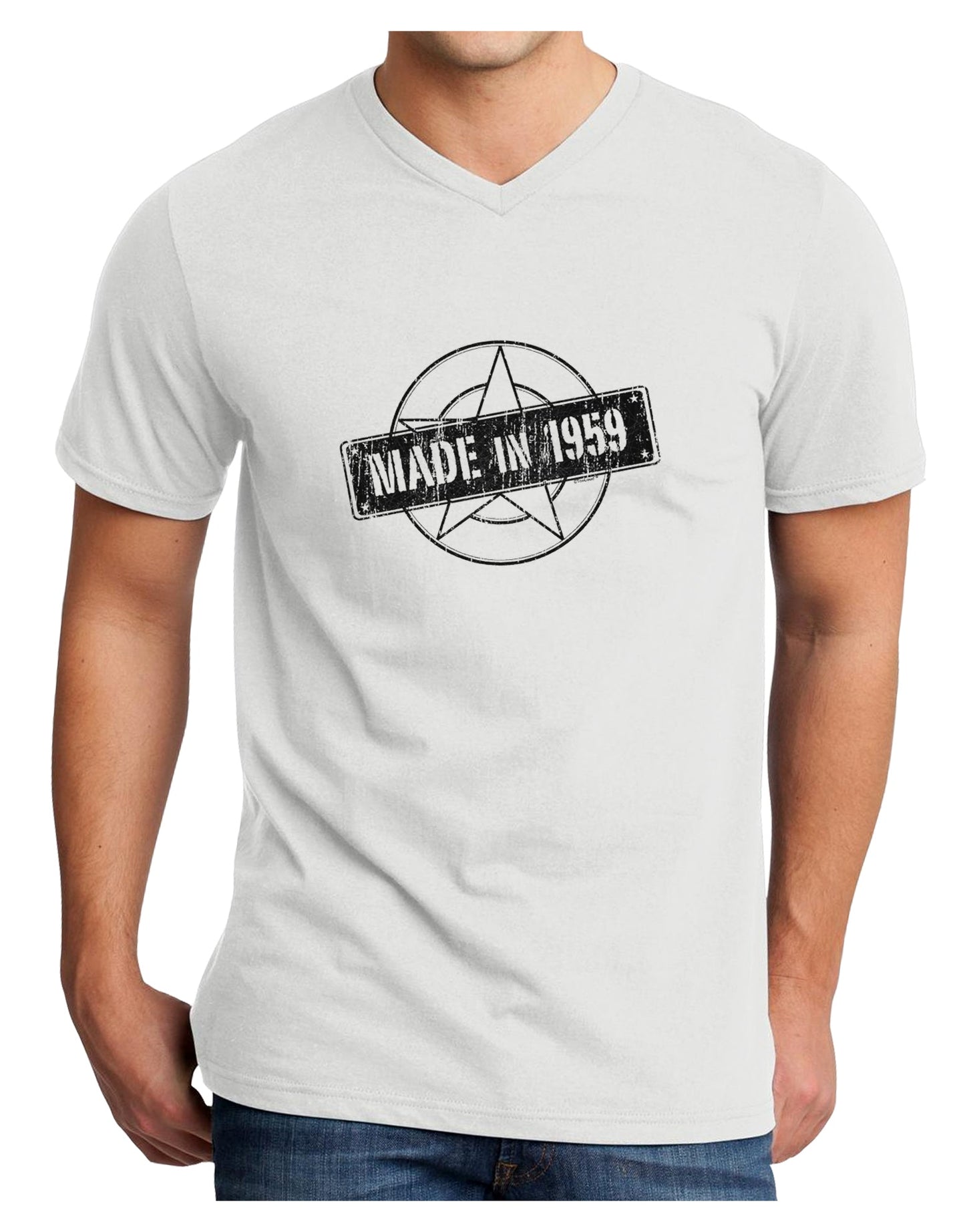 TooLoud 60th Birthday Gift Made in 1959 Adult V-Neck T-shirt-Mens V-Neck T-Shirt-TooLoud-White-Small-Davson Sales