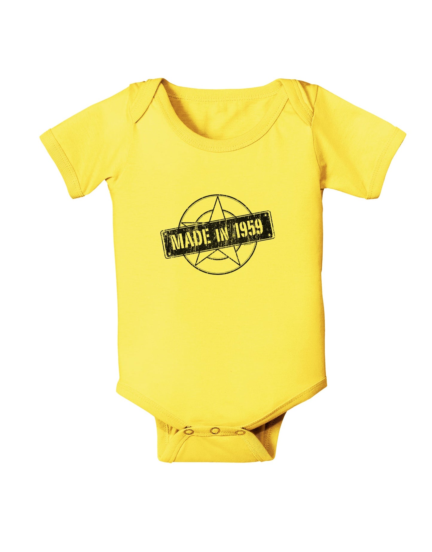 TooLoud 60th Birthday Gift Made in 1959 Baby Romper Bodysuit-Baby Romper-TooLoud-Yellow-06-Months-Davson Sales