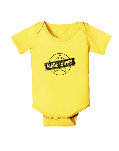 TooLoud 60th Birthday Gift Made in 1959 Baby Romper Bodysuit-Baby Romper-TooLoud-Yellow-06-Months-Davson Sales