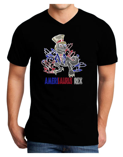 TooLoud AMERISAURUS REX Dark Adult Dark V-Neck T-Shirt-Mens V-Neck T-Shirt-TooLoud-Black-Small-Davson Sales