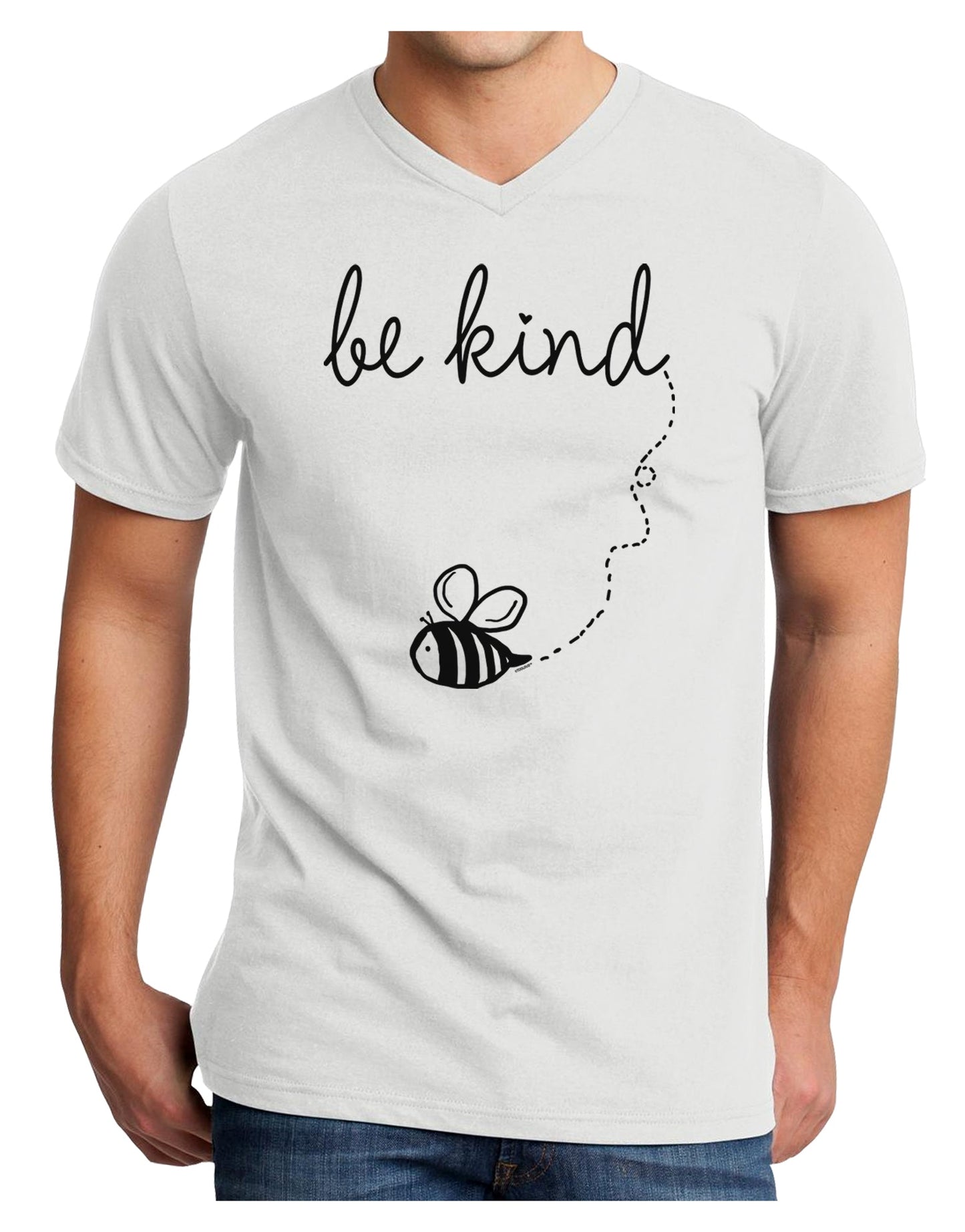 TooLoud Be Kind Adult V-Neck T-shirt-Mens V-Neck T-Shirt-TooLoud-White-Small-Davson Sales