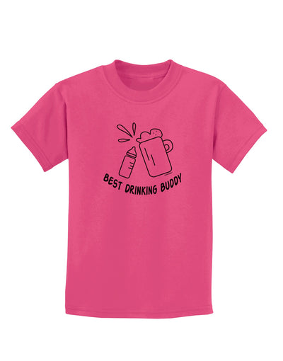 TooLoud Best Drinking Buddy Childrens Dark T-Shirt-Childrens T-Shirt-TooLoud-Sangria-X-Small-Davson Sales