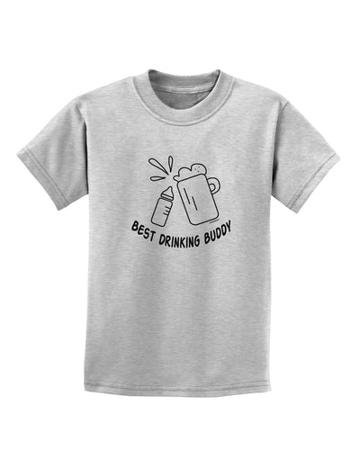 TooLoud Best Drinking Buddy Childrens T-Shirt-Childrens T-Shirt-TooLoud-AshGray-X-Small-Davson Sales