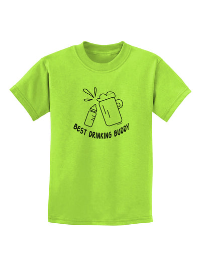 TooLoud Best Drinking Buddy Childrens T-Shirt-Childrens T-Shirt-TooLoud-Lime-Green-X-Small-Davson Sales