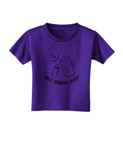 TooLoud Best Drinking Buddy Toddler T-Shirt Dark-Toddler T-shirt-TooLoud-Purple-2T-Davson Sales