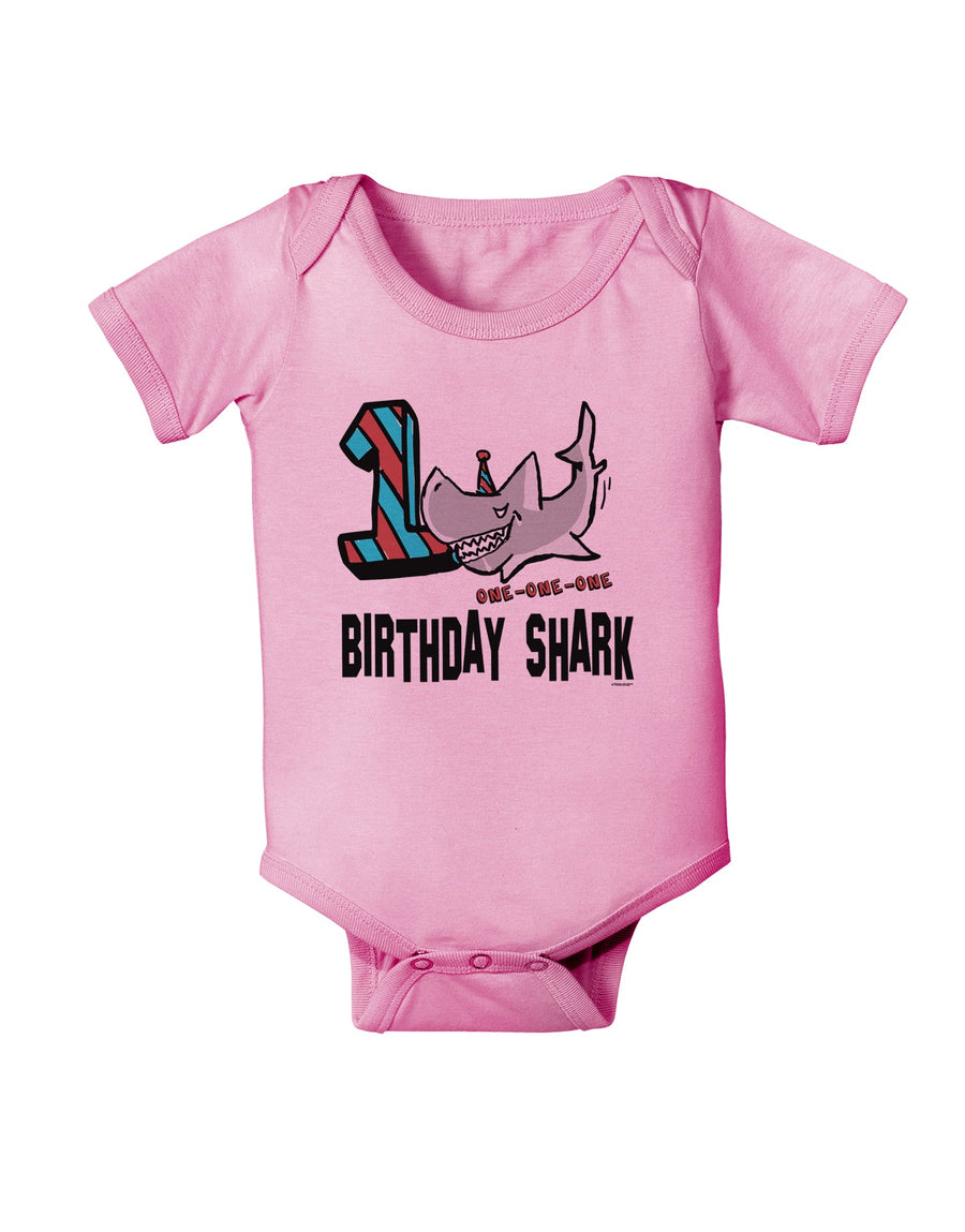 TooLoud Birthday Shark ONE Baby Romper Bodysuit-Baby Romper-TooLoud-White-06-Months-Davson Sales