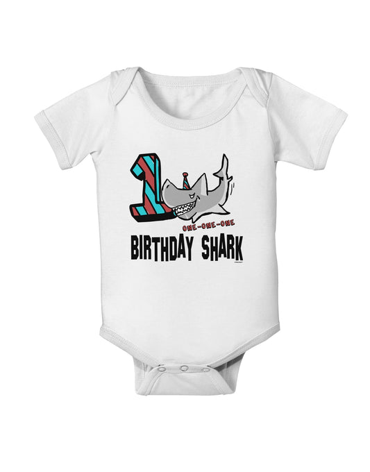 TooLoud Birthday Shark ONE Baby Romper Bodysuit-Baby Romper-TooLoud-White-06-Months-Davson Sales