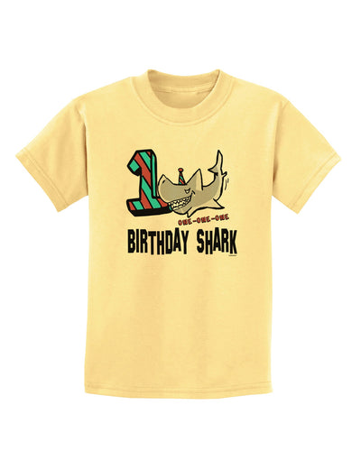 TooLoud Birthday Shark ONE Childrens T-Shirt-Childrens T-Shirt-TooLoud-Daffodil-Yellow-X-Small-Davson Sales