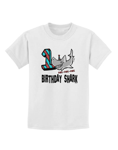 TooLoud Birthday Shark ONE Childrens T-Shirt-Childrens T-Shirt-TooLoud-White-X-Small-Davson Sales