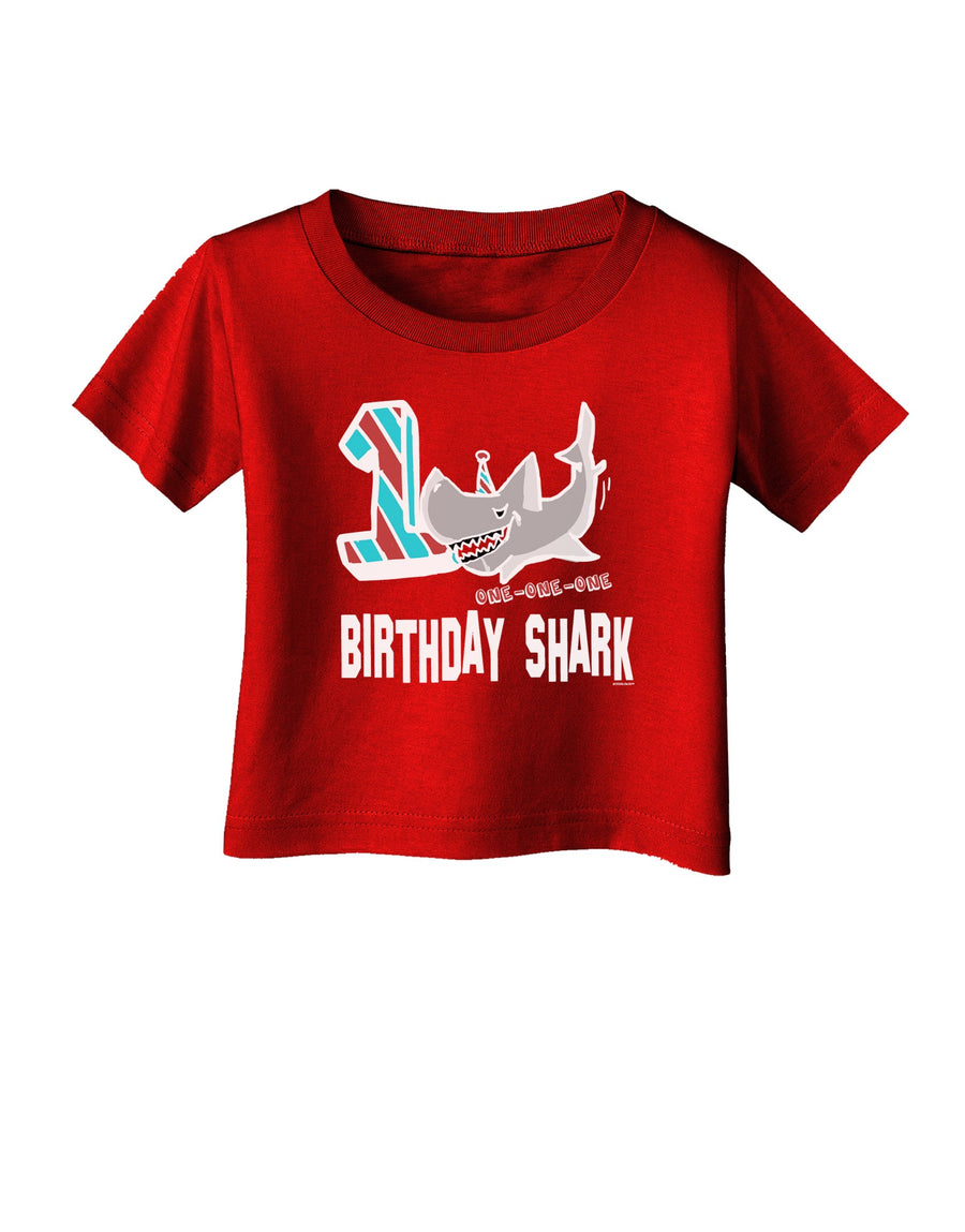 TooLoud Birthday Shark ONE Infant T-Shirt Dark-Infant T-Shirt-TooLoud-Black-06-Months-Davson Sales