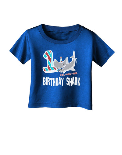 TooLoud Birthday Shark ONE Infant T-Shirt Dark-Infant T-Shirt-TooLoud-Royal-Blue-06-Months-Davson Sales
