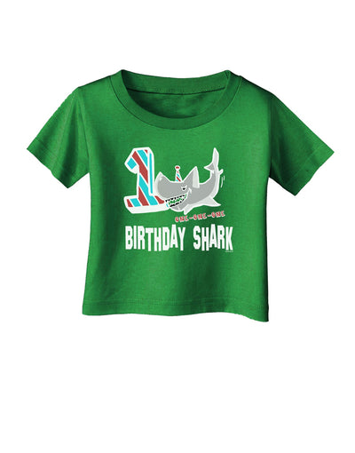 TooLoud Birthday Shark ONE Infant T-Shirt Dark-Infant T-Shirt-TooLoud-Clover-Green-06-Months-Davson Sales