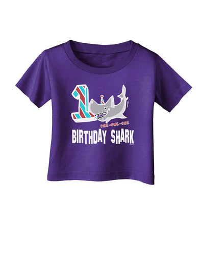 TooLoud Birthday Shark ONE Infant T-Shirt Dark-Infant T-Shirt-TooLoud-Purple-06-Months-Davson Sales