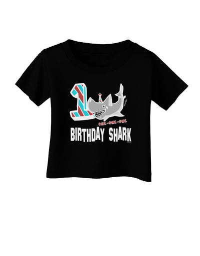 TooLoud Birthday Shark ONE Infant T-Shirt Dark-Infant T-Shirt-TooLoud-Black-06-Months-Davson Sales