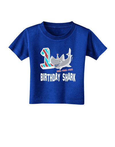 TooLoud Birthday Shark ONE Toddler T-Shirt Dark-Toddler T-shirt-TooLoud-Royal-Blue-2T-Davson Sales