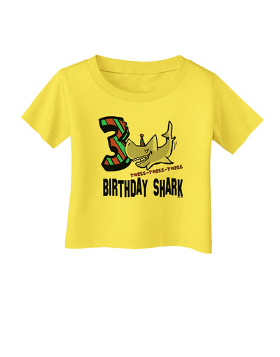 TooLoud Birthday Shark Three Infant T-Shirt-Infant T-Shirt-TooLoud-Yellow-06-Months-Davson Sales